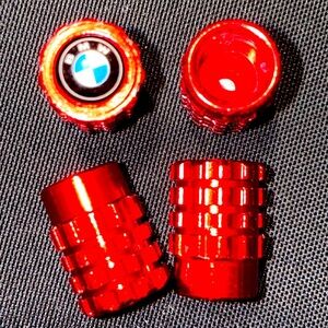 4 BMW Red Tire Valves Stem Air Caps